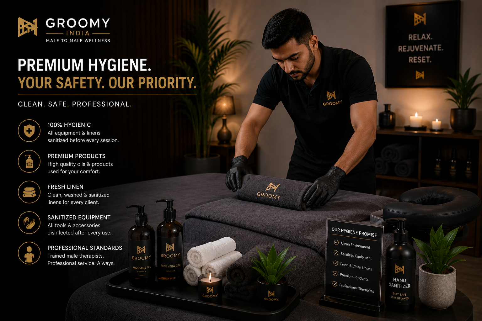 Premium spa hygiene for male home spa