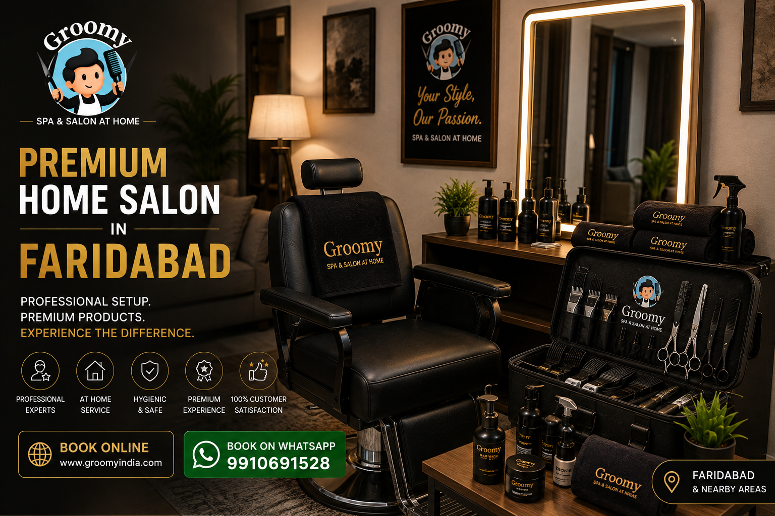 Premium home salon setup in Faridabad