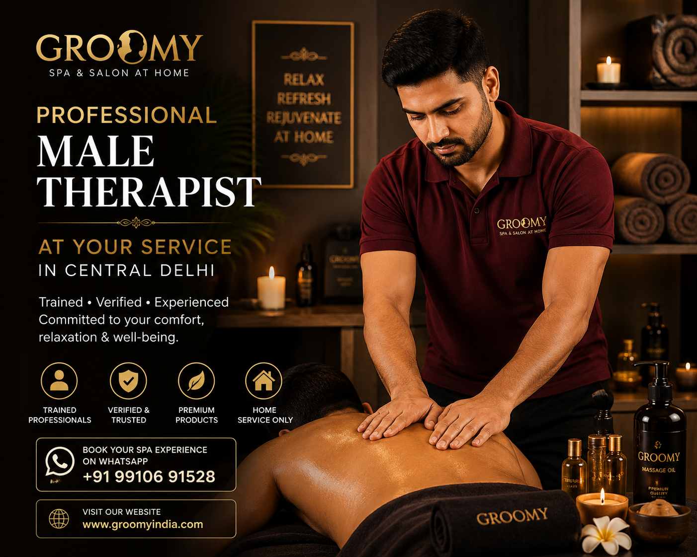 Professional male spa therapist in Central Delhi