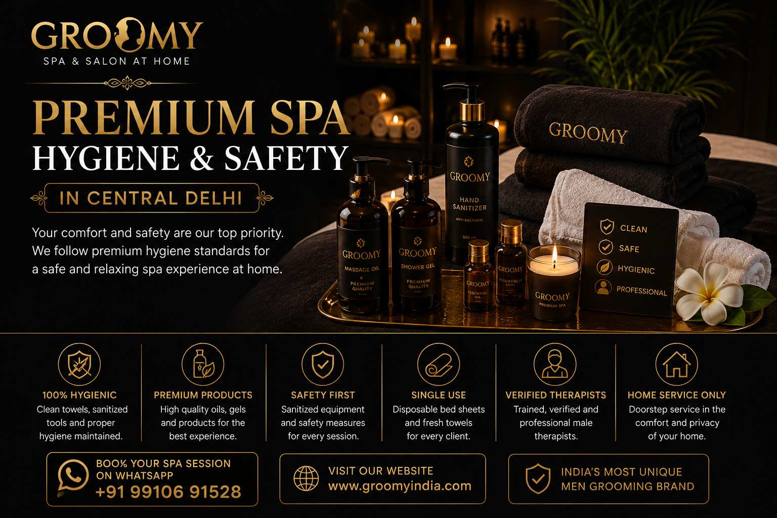 Premium spa hygiene and safety standards in Central Delhi