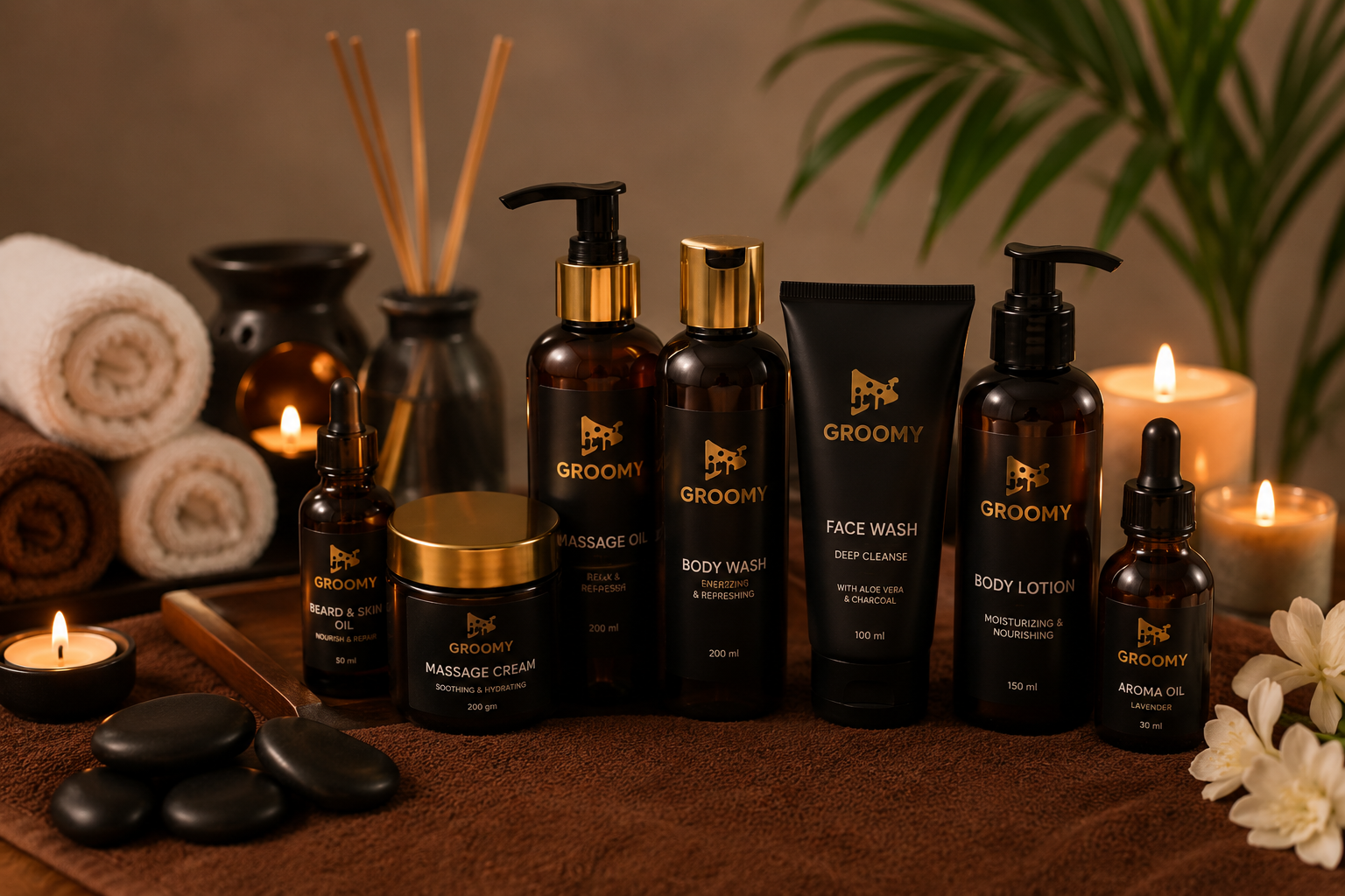 Premium spa products used by Groomy in Central Delhi