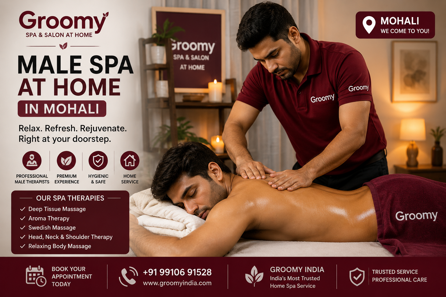 Professional male spa service at home in Mohali