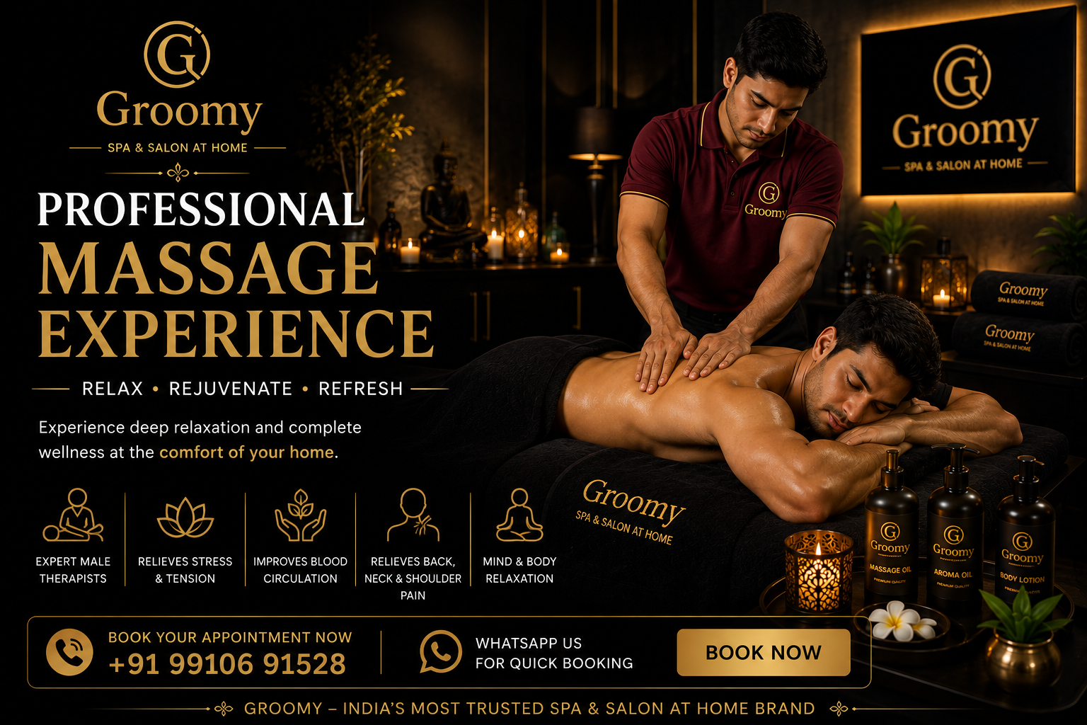 Professional massage experience at home in North Delhi