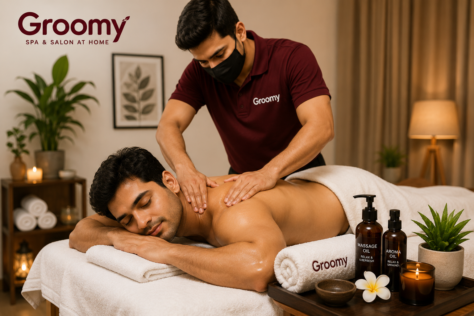 Professional male spa therapist providing spa at home in Panchkula