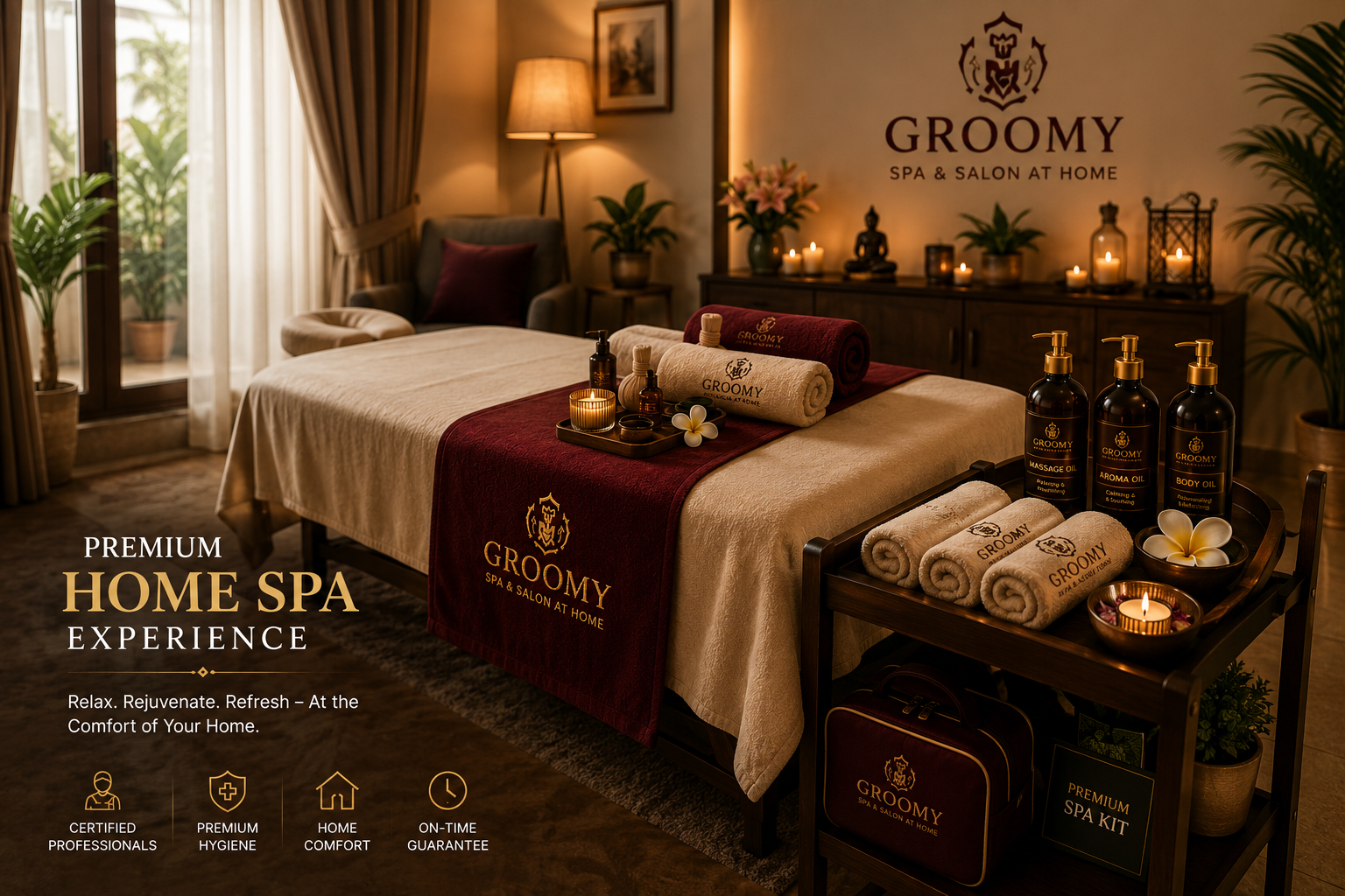 Premium Groomy spa kit and products for home spa service