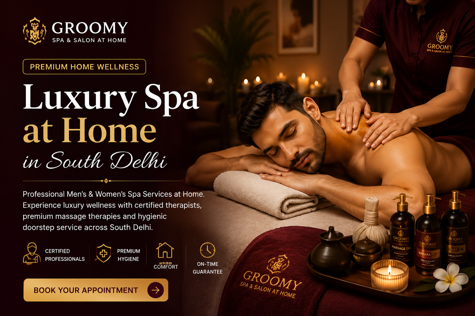 Luxury spa at home in South Delhi by Groomy
